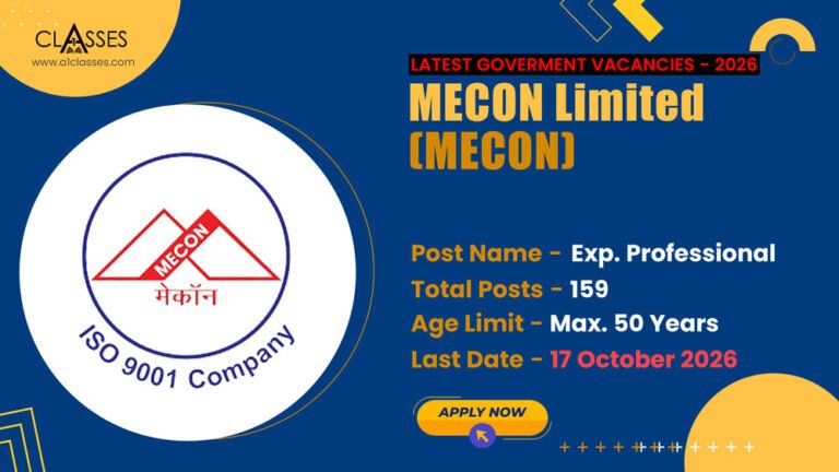 MECON Experienced Professional Recruitment 2026 – 159 Posts MECON Experienced Professional Recruitment 2026